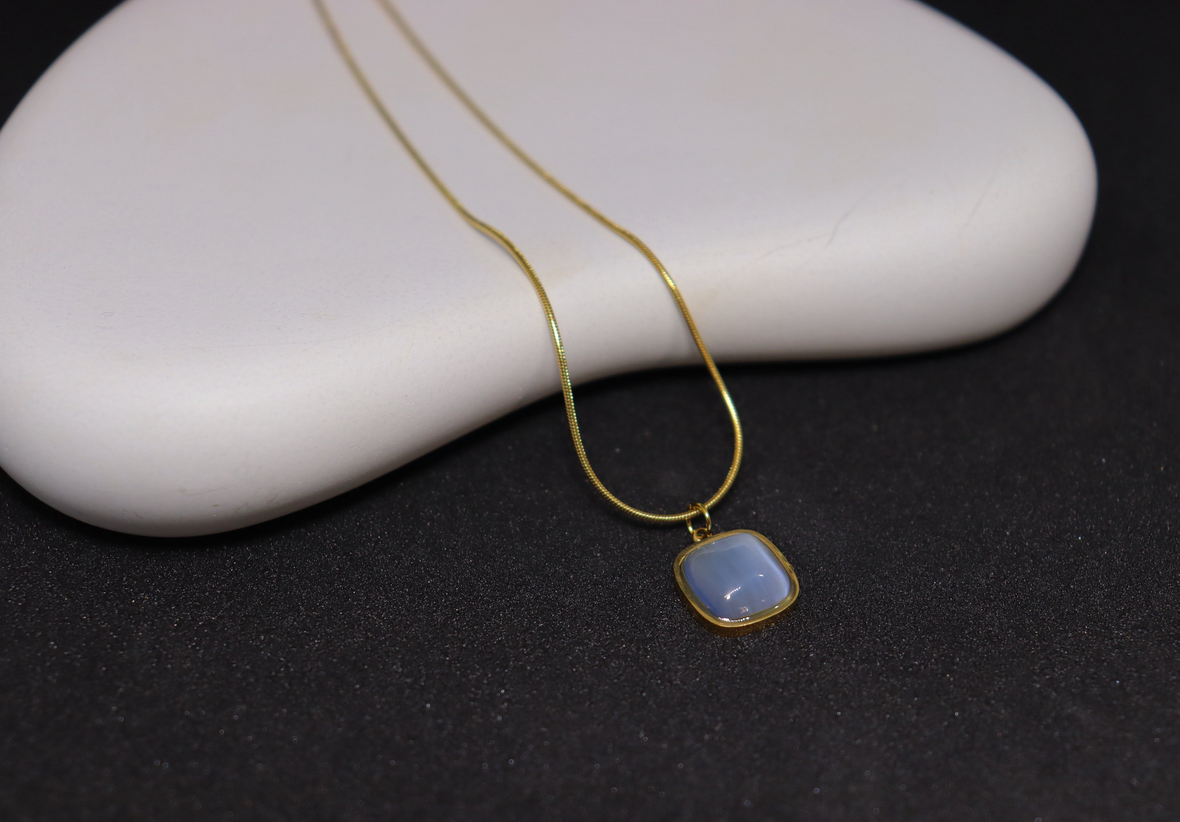 Grey Enamel Gold Necklace