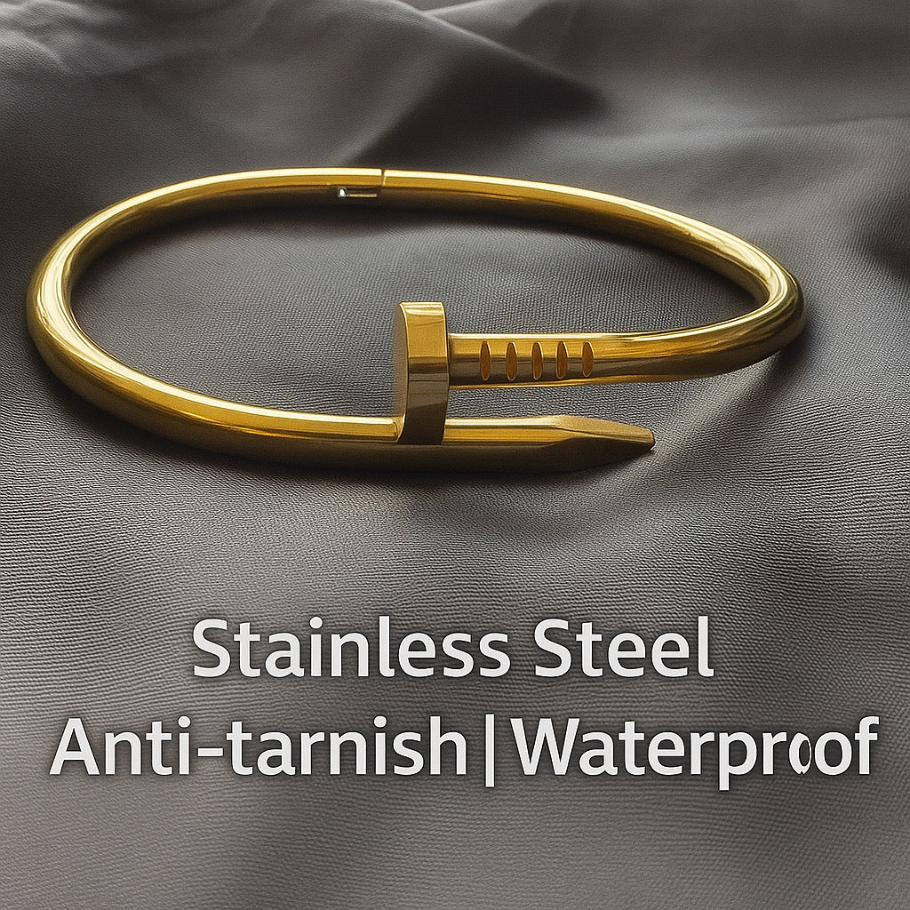 Nail Gold Bangle Bracelet
