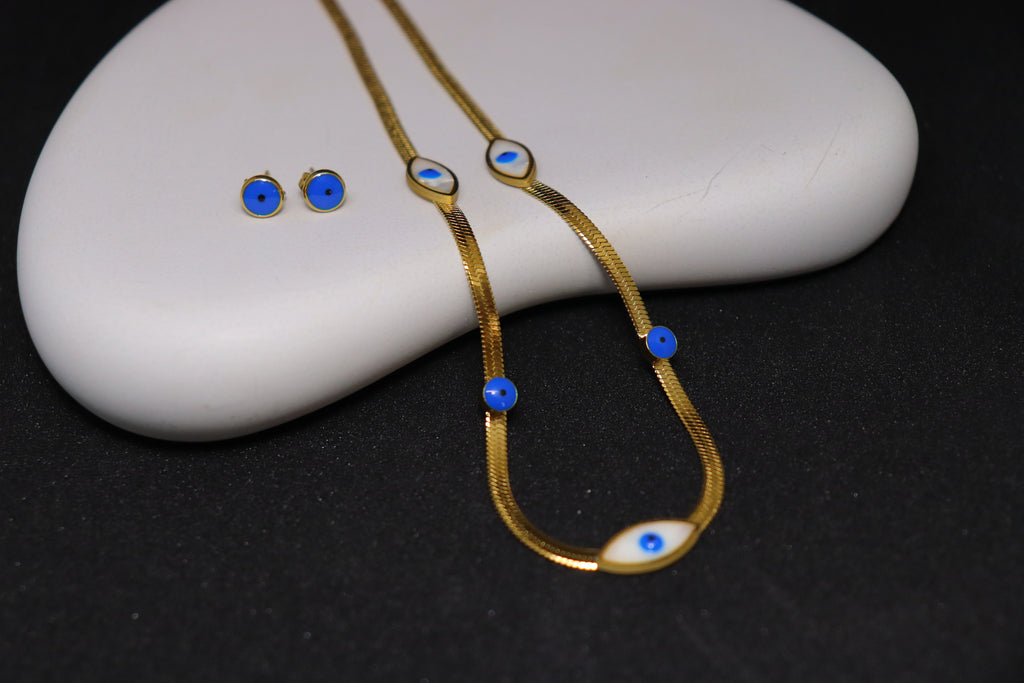 Evil Eye Gold Necklace Combo